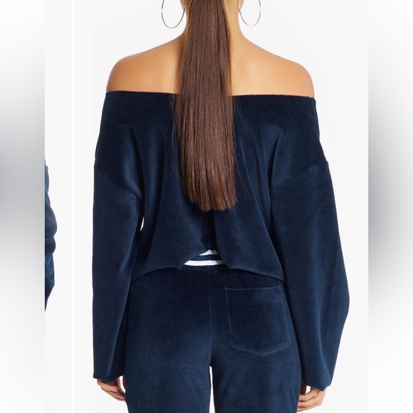 KENDALL + KYLIE Off Shoulder Pullover in True Navy - Picture 6 of 15